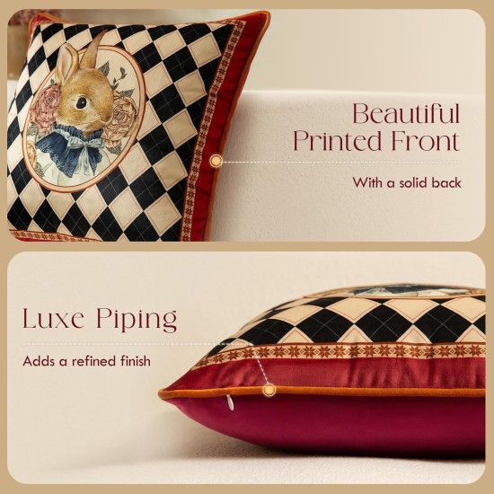 Easter Bunny Checkered Pillow Cover Decorations, Velvet Euro Sham Covers Decorative Throw Pillow Covers 18x18 for Couch Sofa Bed Home Decor Easter Bunny Checkered Pillow Cover Decorations, Velvet Euro Sham Covers Decorative Throw Pillow Covers 18x18 for Couch Sofa Bed Home Decor