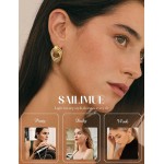 14K Gold Plated Knot Statement Earrings for Women Hypoallergenic Chunky Drop Dangle Earrings - Lightweight Fashion Accessories Gold Jewelry Gifts for Womens Trendy