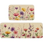 ONWAY Spring Floral Kitchen Mats Set of 2, Wildflower Kitchen Rugs for Floor Non Slip Rubber Backing Farmhouse Flower Kitchen Floor Mats Runner for Sink Laundry Room Entryway Spring Home Decor ONWAY Spring Floral Kitchen Mats Set of 2, Wildflower Kitchen Rugs for Floor Non Slip Rubber Backing Farmhouse Flower Kitchen Floor Mats Runner for Sink Laundry Room Entryway Spring Home Decor