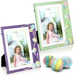 Huwena 2 Pcs Metal Easter Egg Photo Frame 4x6 Inch 5x7 Inch Egg Flower Decoration Metal Photo Display Picture Frames with High Definition Glass for Easter Gift Ideas Tabletop Home Decor