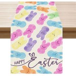 XCHI Colorful Watercolor Cute Bunny Rabbits Easter Table Runner Table Decoration for Party Home Kitchen Dining Holiday Decor 13x72 Inch