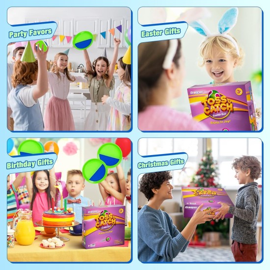 Sticky Toss and Catch Ball Game Set - Kids & Toddlers Outdoor Indoor Activity Toys for Boys Girls 3 4 5 6 7 8-12 Year Old - Great Games for Beach Pool Yard - Birthday Gifts Easter Basket Stuffers