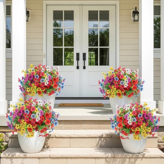 Artificial Flowers Outdoors Spring Faux Flowers UV Resistant Fake Plastic Greenery Plnats Outside Bulk for Garden Hanging Planter Patio Home Decor, 24 Bundles (Multicolor) Artificial Flowers Outdoors Spring Faux Flowers UV Resistant Fake Plastic Greenery Plnats Outside Bulk for Garden Hanging Planter Patio Home Decor, 24 Bundles (Multicolor)