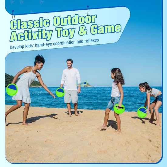 Sticky Toss and Catch Ball Game Set - Kids & Toddlers Outdoor Indoor Activity Toys for Boys Girls 3 4 5 6 7 8-12 Year Old - Great Games for Beach Pool Yard - Birthday Gifts Easter Basket Stuffers