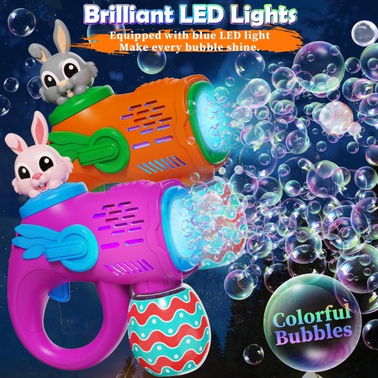 Kids Bubble Gun Toys, 2 Pack Bunny Bubble Blowers with 10 Bubble Solution Refills, Automatic Bubble Machine for Toddlers Age 3+, Outdoor Party & Easter Gifts for Boys Girls Kids Bubble Gun Toys, 2 Pack Bunny Bubble Blowers with 10 Bubble Solution Refills, Automatic Bubble Machine for Toddlers Age 3+, Outdoor Party & Easter Gifts for Boys Girls