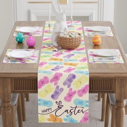 XCHI Colorful Watercolor Cute Bunny Rabbits Easter Table Runner Table Decoration for Party Home Kitchen Dining Holiday Decor 13x72 Inch