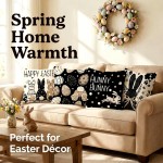 Easter Pillow Covers 18x18 Set of 4, Happy Easter Decor with Rabbit & Eggs Pattern, Spring Decorative Throw Covers for Sofa Couch Living Room Home Decor Easter Pillow Covers 18x18 Set of 4, Happy Easter Decor with Rabbit & Eggs Pattern, Spring Decorative Throw Covers for Sofa Couch Living Room Home Decor