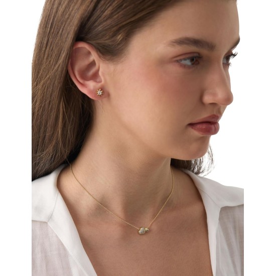 ASHINE 14K Gold Plated Double Heart Necklace with Cubic Zirconia, Cute Dainty Love Heart Necklace For Women Valentines Day