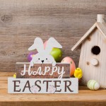 Easter Decorations for Table, Wooden Happy Easter Bunny Decor Sign for Home, Wood Rabbit Block Tabletop Centerpiece Farmhouse Decor for Spring Indoor Shelf Living Room Office(White, Wooden Color) Easter Decorations for Table, Wooden Happy Easter Bunny Decor Sign for Home, Wood Rabbit Block Tabletop Centerpiece Farmhouse Decor for Spring Indoor Shelf Living Room Office(White, Wooden Color)