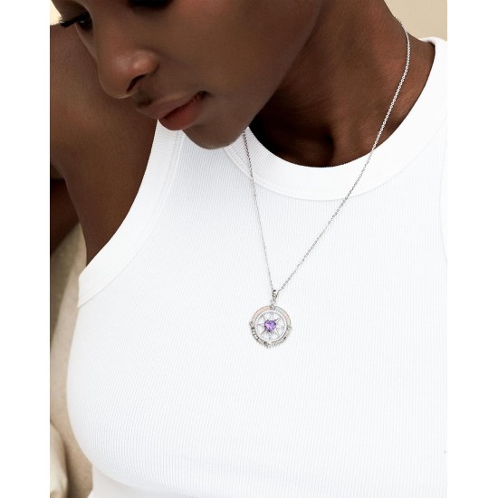 FANCIME Compass Necklace for Women Sterling Silver Compass Jewelry Opal Pendant Fine Jewelry Gemstone Birthday Mothers Day Gifts for Wife Women Her
