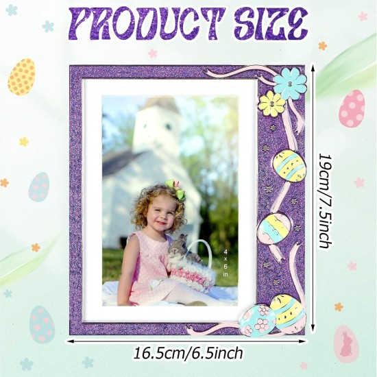 Huwena 2 Pcs Metal Easter Egg Photo Frame 4x6 Inch 5x7 Inch Egg Flower Decoration Metal Photo Display Picture Frames with High Definition Glass for Easter Gift Ideas Tabletop Home Decor