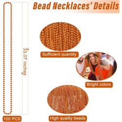 100PCS Mardi Gras Beads, Orange Bead Toy Necklaces Party Favors, 33" Necklaces Costume Accessories, Festival Parade Throw Accessories Mardi Gras Halloween Wedding Celebrations Decor