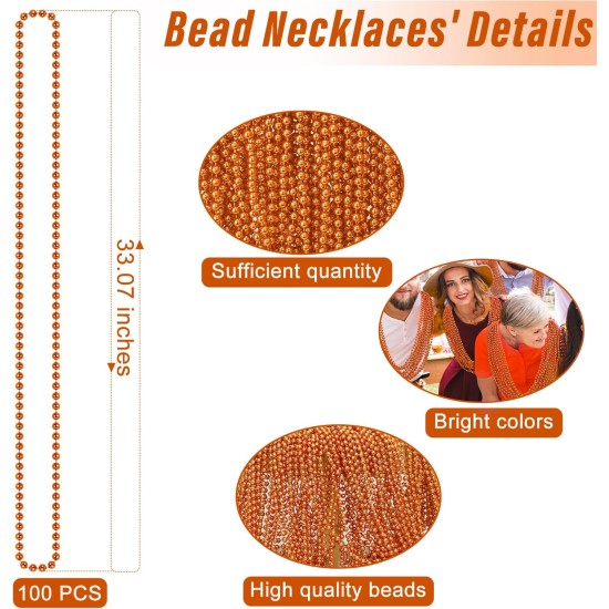 100PCS Mardi Gras Beads, Orange Bead Toy Necklaces Party Favors, 33" Necklaces Costume Accessories, Festival Parade Throw Accessories Mardi Gras Halloween Wedding Celebrations Decor 100PCS Mardi Gras Beads, Orange Bead Toy Necklaces Party Favors, 33" Necklaces Costume Accessories, Festival Parade Throw Accessories Mardi Gras Halloween Wedding Celebrations Decor