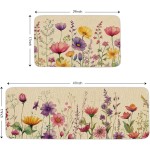 ONWAY Spring Floral Kitchen Mats Set of 2, Wildflower Kitchen Rugs for Floor Non Slip Rubber Backing Farmhouse Flower Kitchen Floor Mats Runner for Sink Laundry Room Entryway Spring Home Decor ONWAY Spring Floral Kitchen Mats Set of 2, Wildflower Kitchen Rugs for Floor Non Slip Rubber Backing Farmhouse Flower Kitchen Floor Mats Runner for Sink Laundry Room Entryway Spring Home Decor