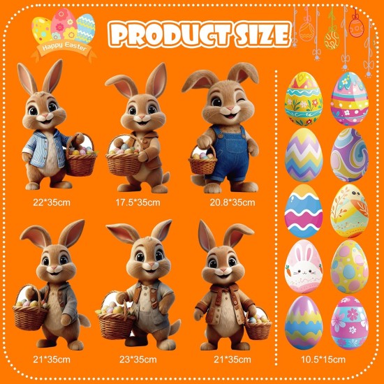 16PCS Easter Bunny Decorations Outdoor, Bunny and Eggs Yard Signs with Stakes,Waterproof Lawn Signs Easter Decor for Gdrden Spring Home outdoor