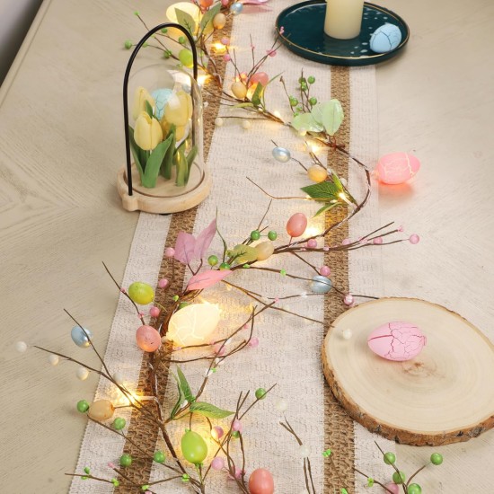 ATDAWN 6 FT Easter Egg Christmas Garland, Battery Operated Christmas Garland with Lights, Eggs Christmas Garland for Easter Holiday Spring Home Christmas Decoration