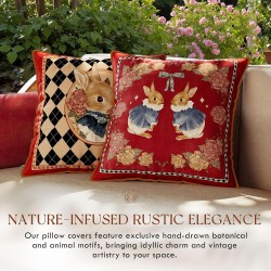 Easter Bunny Checkered Pillow Cover Decorations, Velvet Euro Sham Covers Decorative Throw Pillow Covers 18x18 for Couch Sofa Bed Home Decor