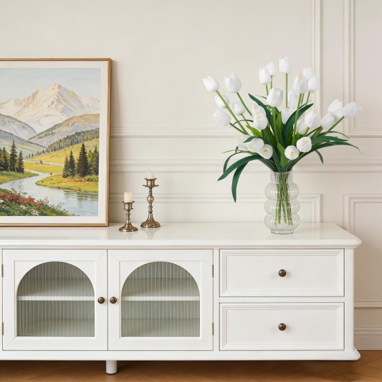 Homsunny 18.9 "Large White Imitation Tulip Artificial Flowers, 30-Piece Pack. Perfect for Spring Weddings, Valentine's Day, Easter, Mother's Day, and Elegant Home and Table vase Arrangements.