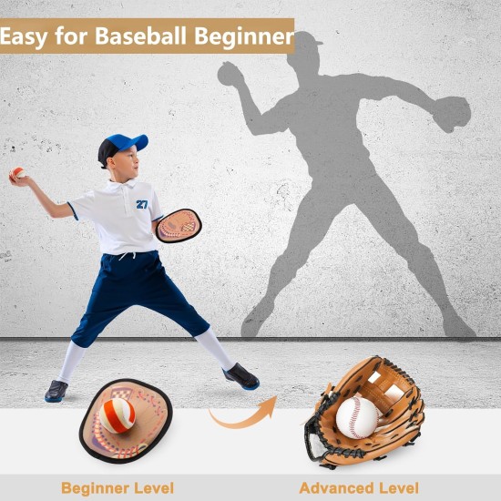 Toss and Catch Ball Set Kids Toddler Baseball Glove, Easter Basket Stuffers Yard Outdoor Outside Games for Kids Family, Beach Pool Toys for 3 4 5 6 7 8-12 Year Old Boys Girls Birthday Gifts