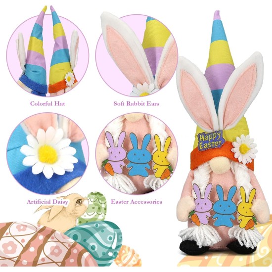 Lovinland Easter Decorations - Bunny Gnomes Decor for Home, Indoor, Tiered Tray, Office, Desk - Spring Rabbit Stuffed Centerpiece Table - Easter Basket Stuffers Essentials for Women - Gnome Gifts Lovinland Easter Decorations - Bunny Gnomes Decor for Home, Indoor, Tiered Tray, Office, Desk - Spring Rabbit Stuffed Centerpiece Table - Easter Basket Stuffers Essentials for Women - Gnome Gifts