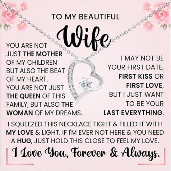LAZYGIFT Necklace to My Wife Gift for Soulmate From Lover Husband Amazing Forever Love Necklace Jewelry Present for My Sweet Heart