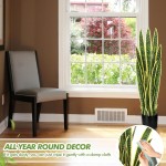 Crowye 2 Pack 3.15 Ft Tall Artificial Snake Plant Faux Sansevieria Plant Large Fake Snake Bulk in Pot for Home Office Housewarming Gift