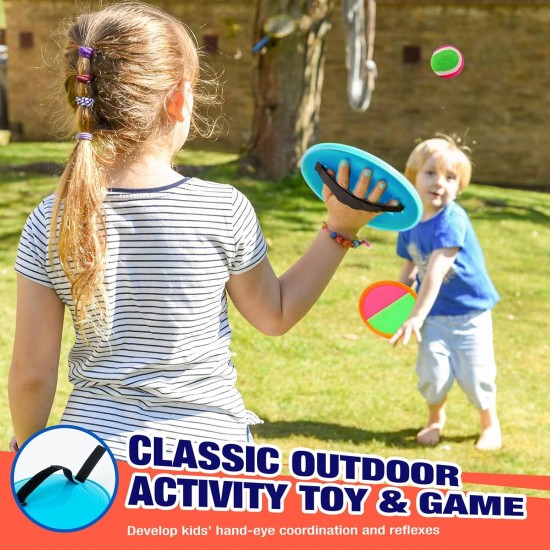 Toss and Catch Ball Game Set - Outdoor & Indoor Activity Toys for Kids - Sticky Paddle Ball Toy for Boys Girls 3 4 5 6 7 8-12 Year Old - Great Games for Beach Pool Yard - Easter Basket Stuffers Gifts Toss and Catch Ball Game Set - Outdoor & Indoor Activity Toys for Kids - Sticky Paddle Ball Toy for Boys Girls 3 4 5 6 7 8-12 Year Old - Great Games for Beach Pool Yard - Easter Basket Stuffers Gifts