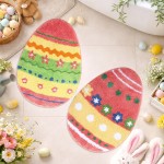Capoda Easter Bathroom Rug 20 x 28 Inch Colorful Easter Egg Door Mat Non-Slip Washable Soft Spring Welcome Floor Mat for Indoor Outdoor Home Kitchen Bathroom Decor(2 Pcs, Egg)
