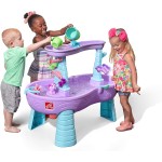 Step2 Rain Showers and Unicorns Water Table, Kids Water and Sand Activity Sensory Playset, Summer Outdoor Toys, 13 Piece Water Toy Accessories, for Toddlers 1.5+ Years Old, Blue & Purple