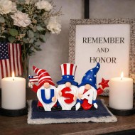 4“ Patriotic Decorations Gnomes for Memorial Day Decorations,Gnomes Statues, 4th of July Decorations for Home Decor, Stars and Stripes Gnomes Figurines for Office Living Room Bedroom Garden