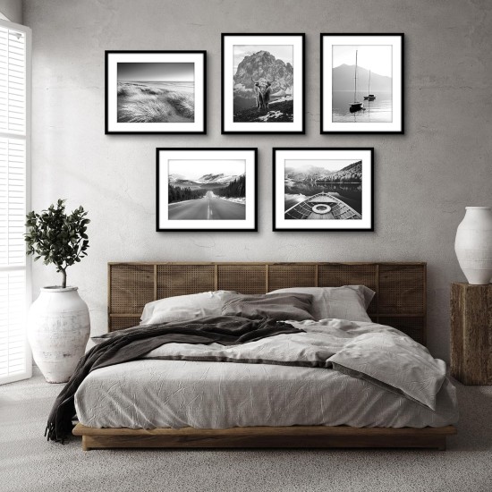 Americanflat 18x22 Picture Frame with Polished Plexiglass - Set of 5 - Use as 14x18 Frame with Mat or Display 18x22 Photo Without Mat - Galleria Collection - Picture Frames for Wall Display - Black