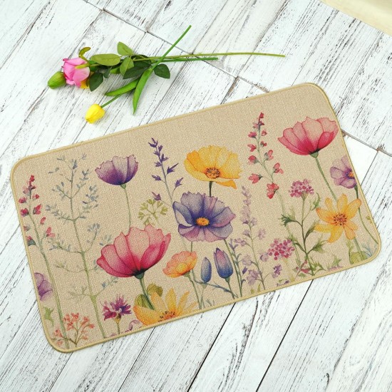 ONWAY Spring Floral Kitchen Mats Set of 2, Wildflower Kitchen Rugs for Floor Non Slip Rubber Backing Farmhouse Flower Kitchen Floor Mats Runner for Sink Laundry Room Entryway Spring Home Decor ONWAY Spring Floral Kitchen Mats Set of 2, Wildflower Kitchen Rugs for Floor Non Slip Rubber Backing Farmhouse Flower Kitchen Floor Mats Runner for Sink Laundry Room Entryway Spring Home Decor
