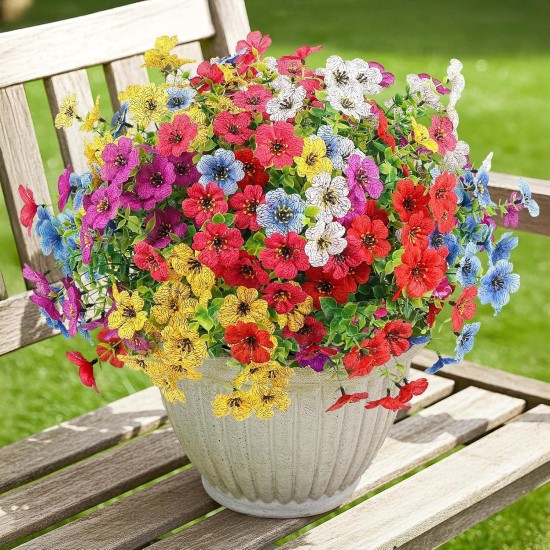 Artificial Flowers Outdoors Spring Faux Flowers UV Resistant Fake Plastic Greenery Plnats Outside Bulk for Garden Hanging Planter Patio Home Decor, 24 Bundles (Multicolor) Artificial Flowers Outdoors Spring Faux Flowers UV Resistant Fake Plastic Greenery Plnats Outside Bulk for Garden Hanging Planter Patio Home Decor, 24 Bundles (Multicolor)
